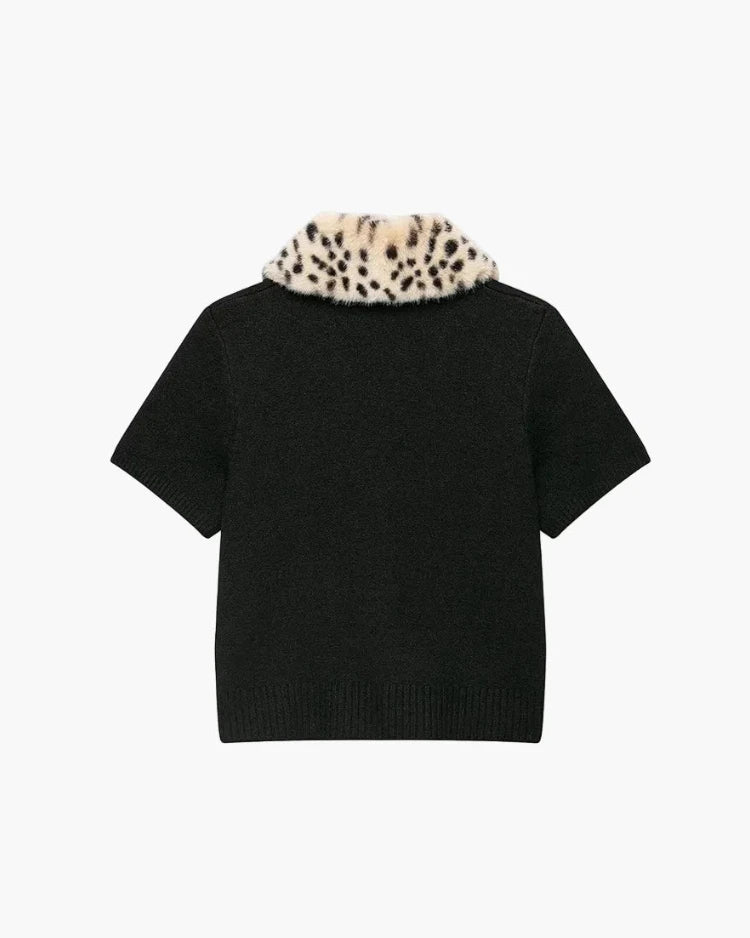 Faux Fur Bambi Knit Cardigan Top