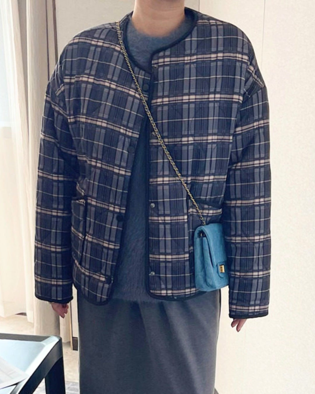 Veste matelassée casual à carreaux