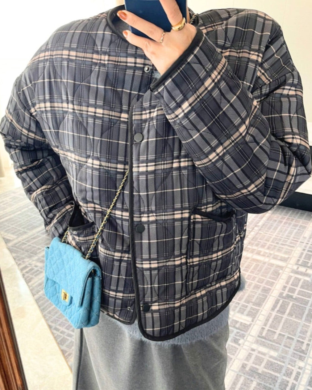 Veste matelassée casual à carreaux