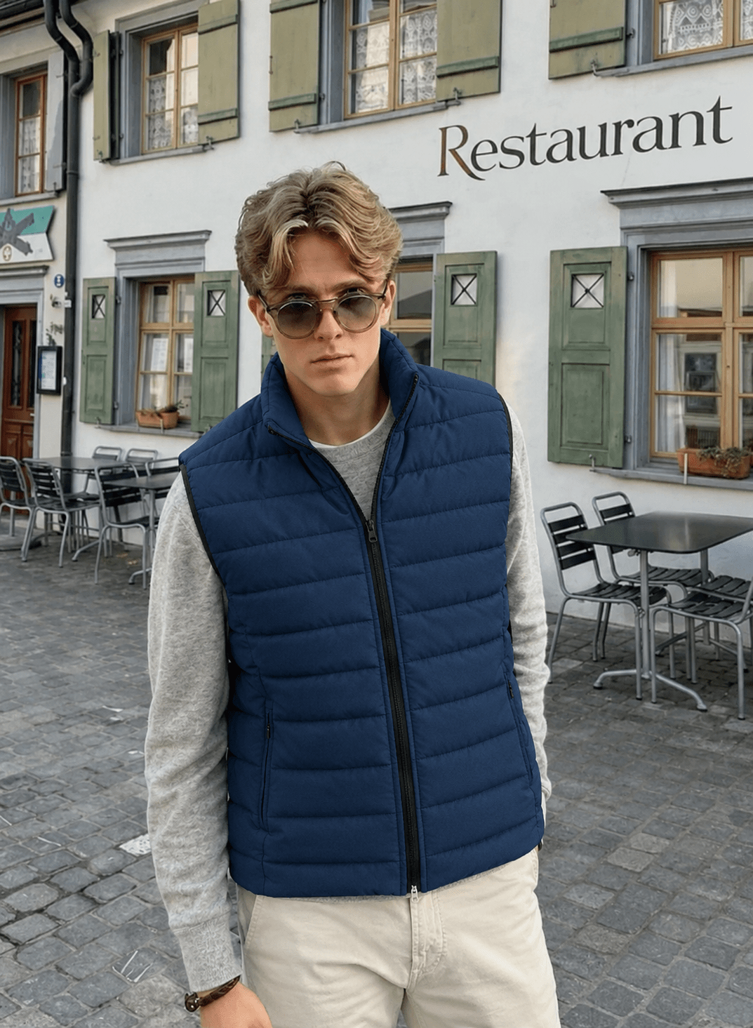 OLANE Agila Padded Puffer Vest BlueLMen's Coats & Jackets