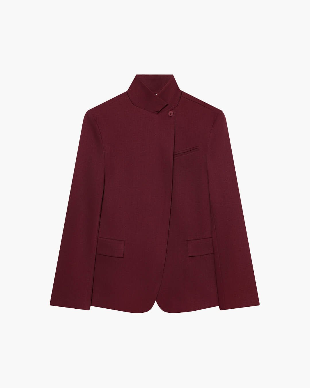 OLANE Asymmetric High Neck Blazer Coat BurgundyXSBlazer