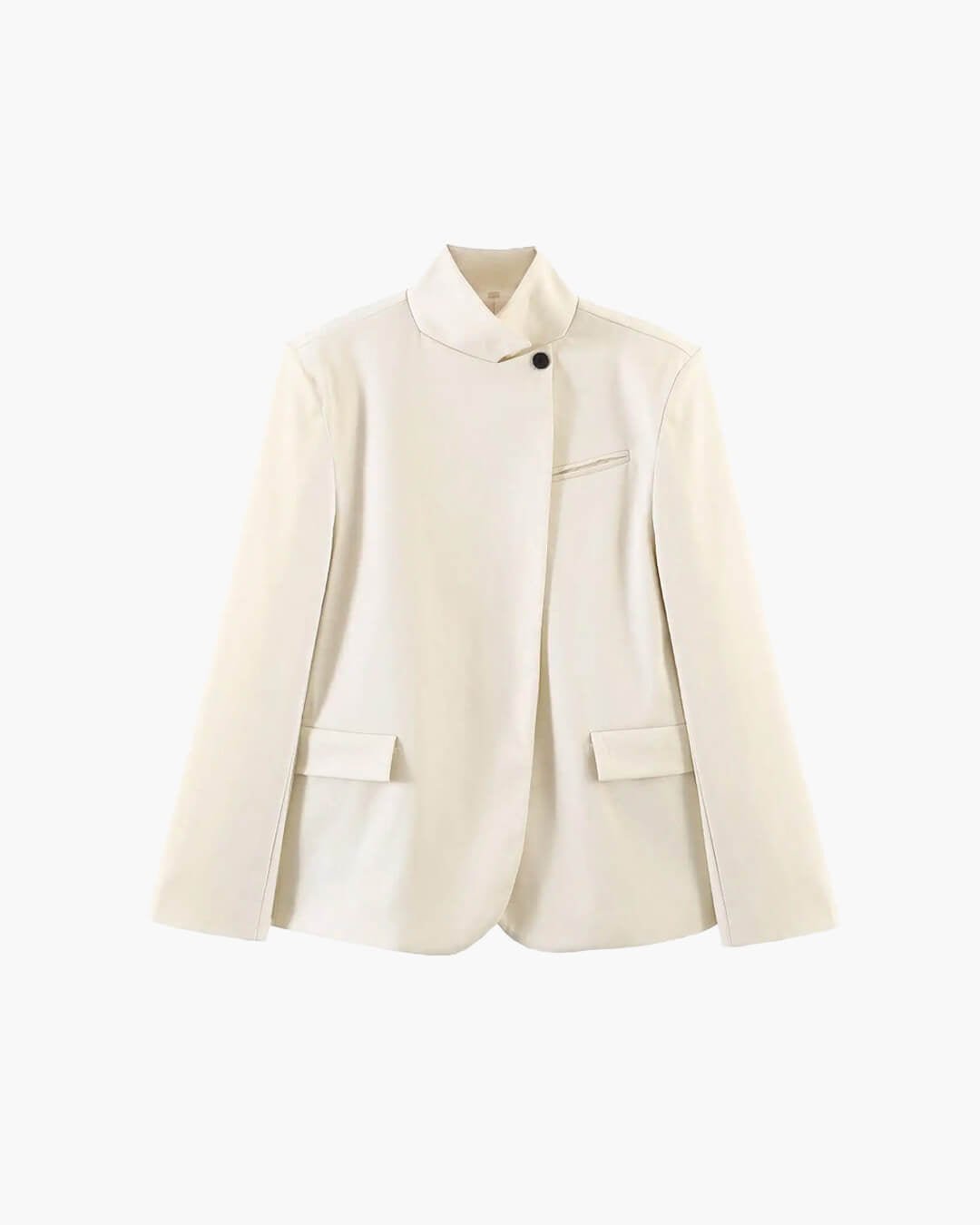 OLANE Asymmetric High Neck Blazer Coat IvoryXSBlazer