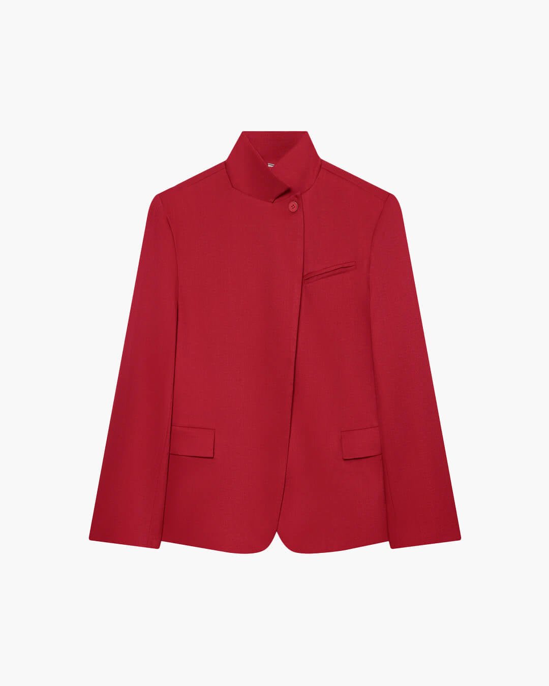 OLANE Asymmetric High Neck Blazer Coat RedXSBlazer