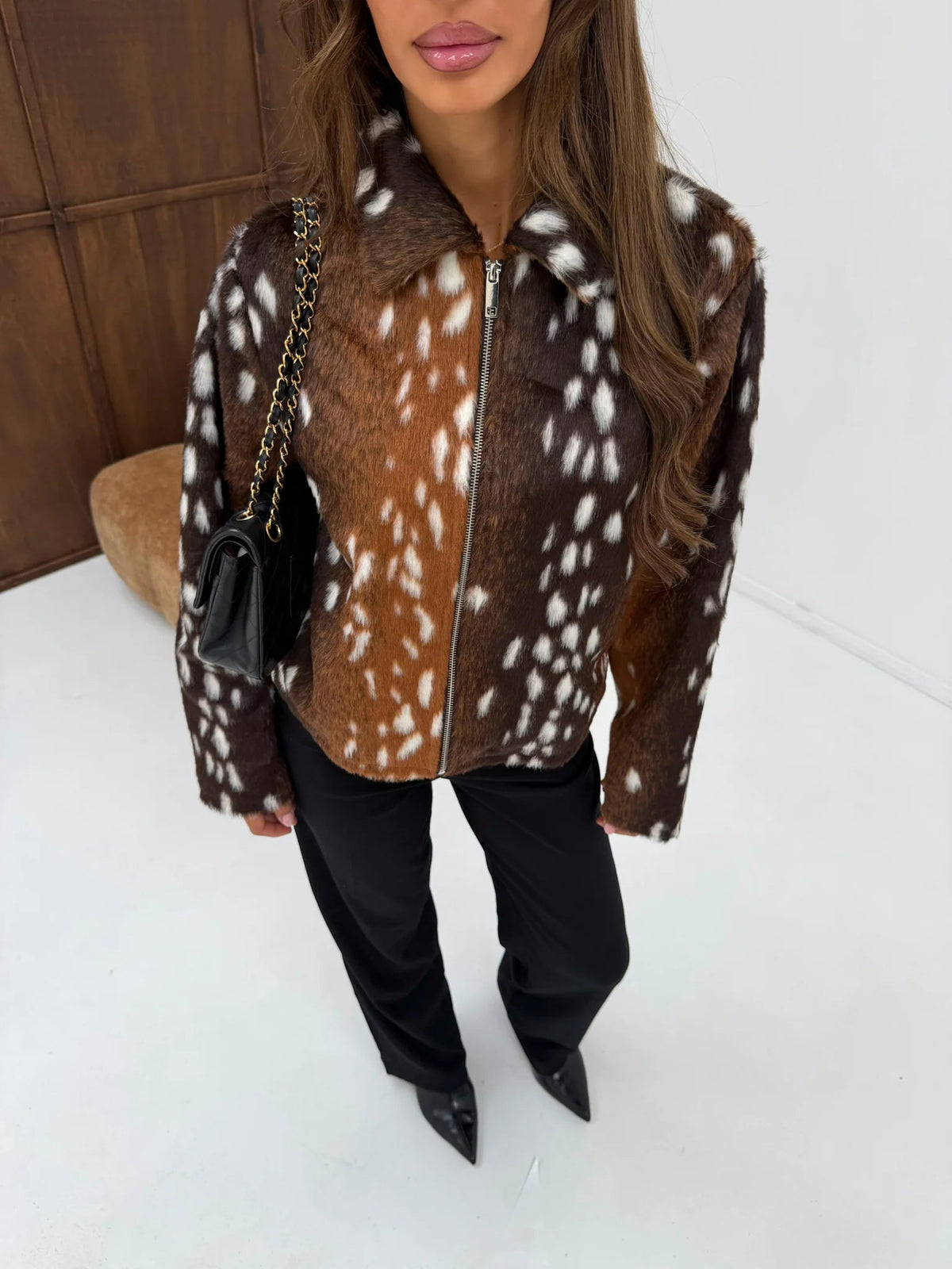 OLANE Bambi Faux Fur Jacket and Shorts Set JacketMWomen's Sets