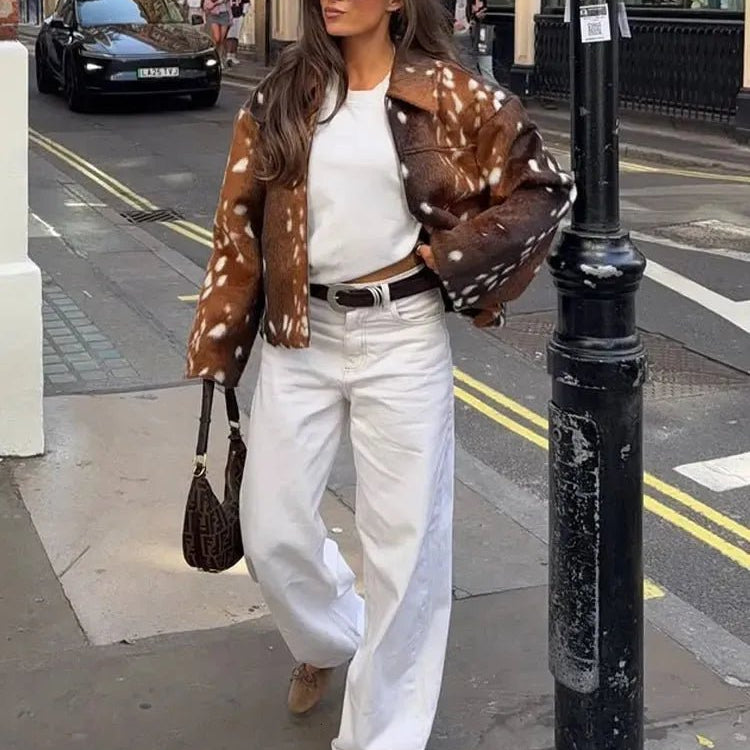 OLANE Bambi Faux Fur Jacket and Shorts Set JacketSWomen's Sets