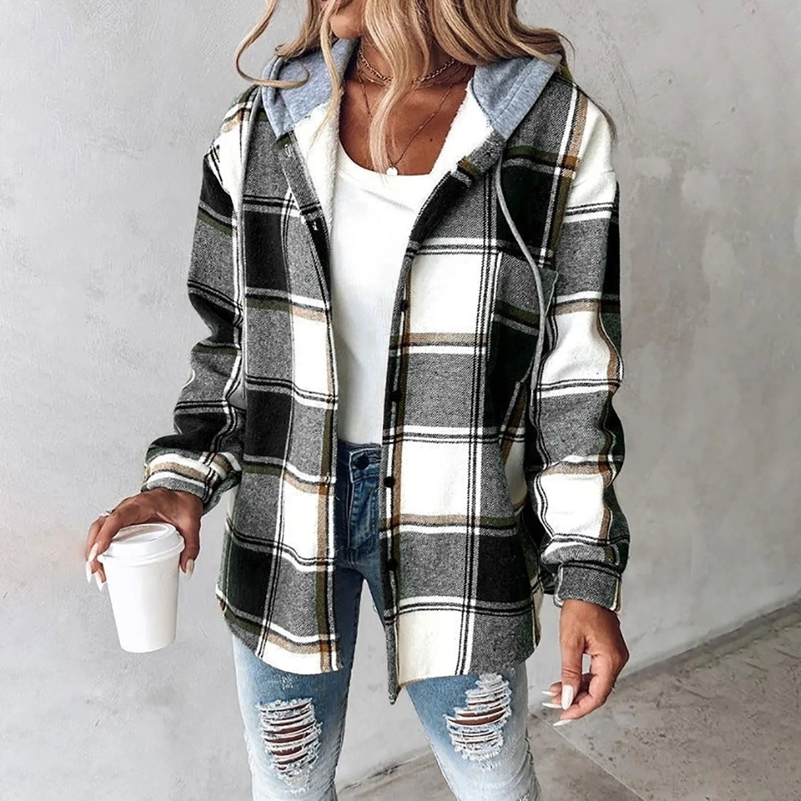 Checkered Hooded Jacket – OLANE