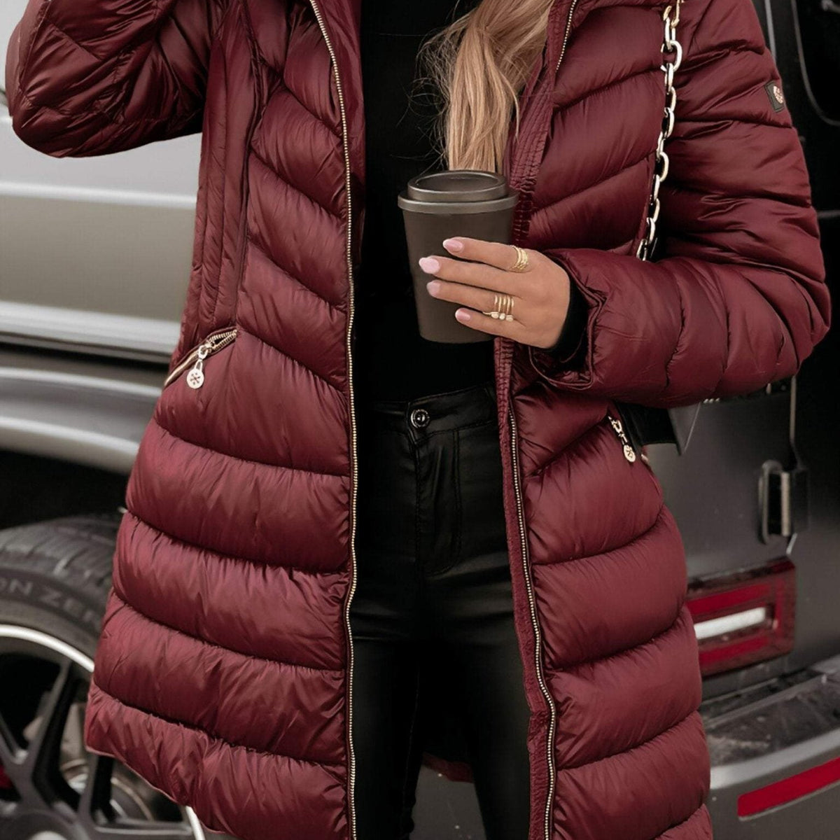 Olane Brand Elegant Long Puffer Jacket RedSJackets