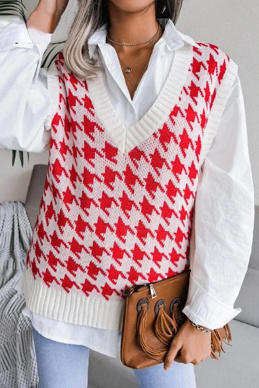 Olane Brand Knitted Sweater Vest Red WhiteSVests