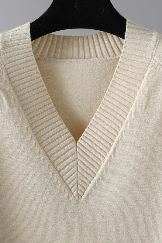 Olane Brand Knitted V - Neck Wool Set CremeSWomen's Sets