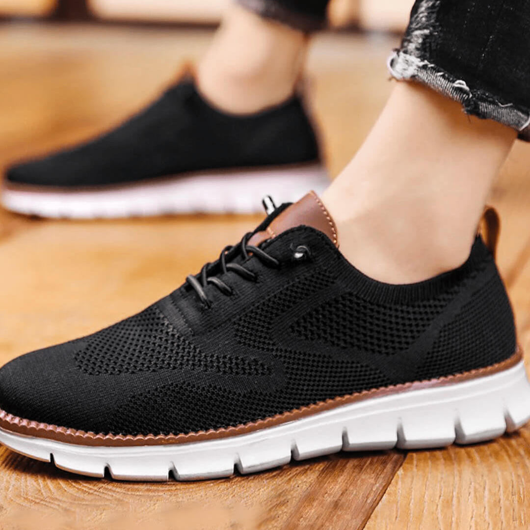 OLANE Breathable Non - Slip Knit Sneakers Black39Men's Shoes