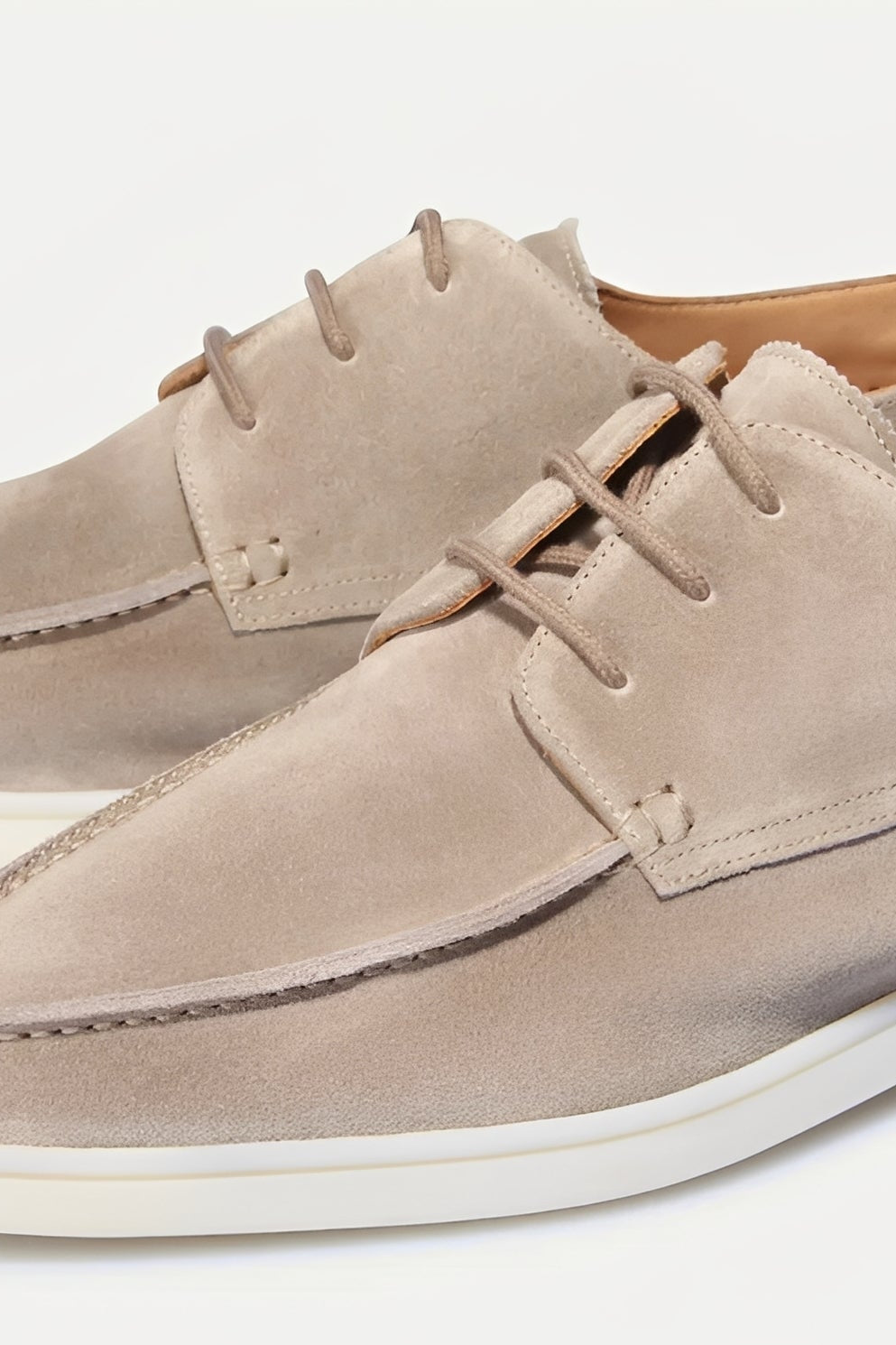 OLANE Casual Lace - Up Suede Flat Loafers Beige37Men's Shoes