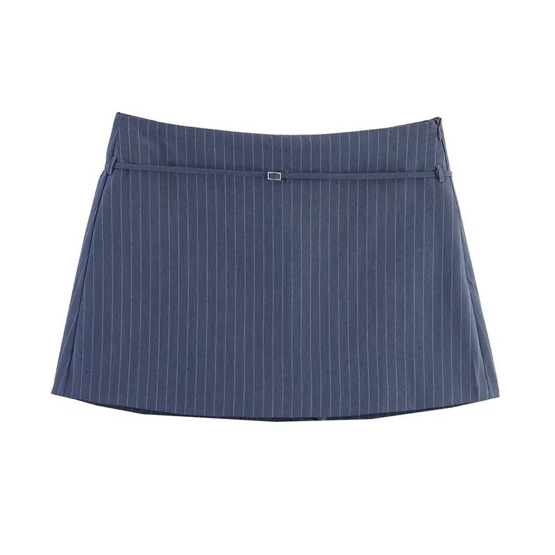 OLANE Casual Side Zip Mini Skort with Belt BlueXSShorts