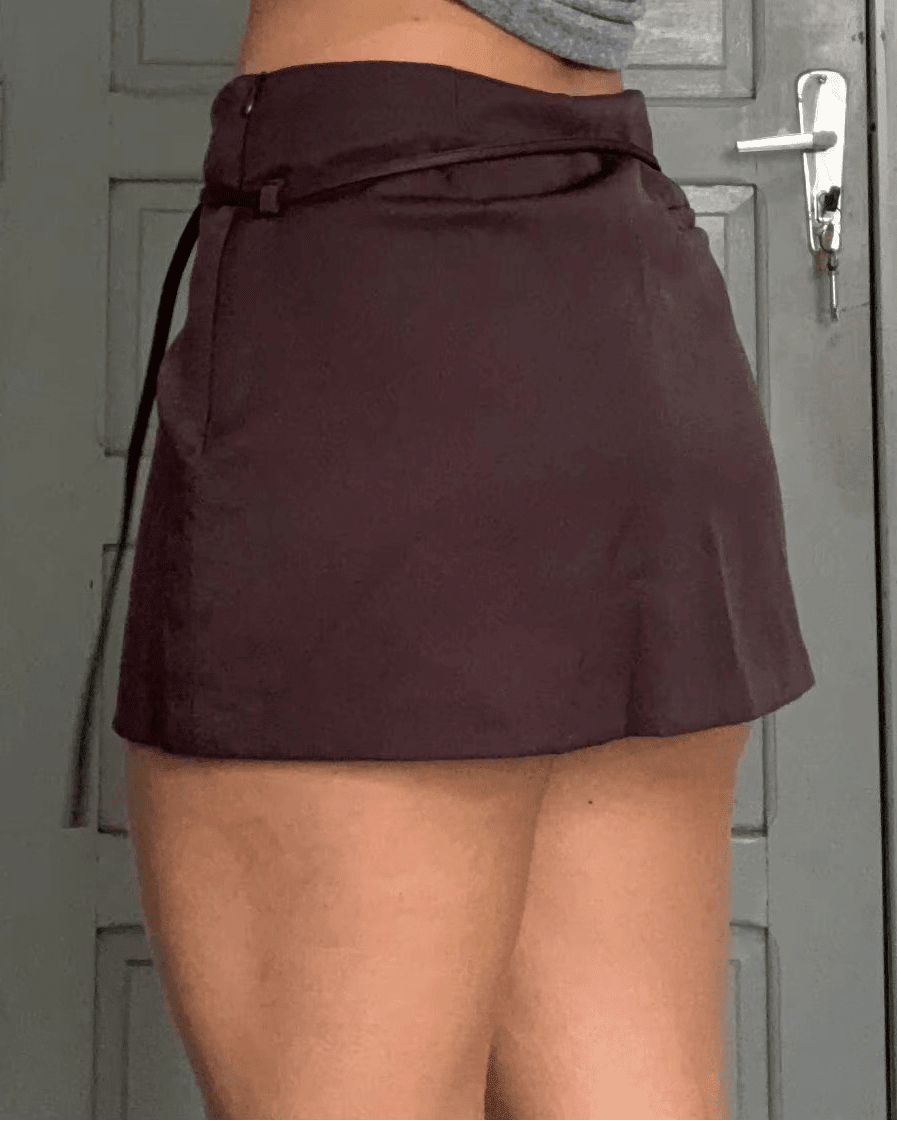 OLANE Casual Side Zip Mini Skort with Belt CoffeeMShorts