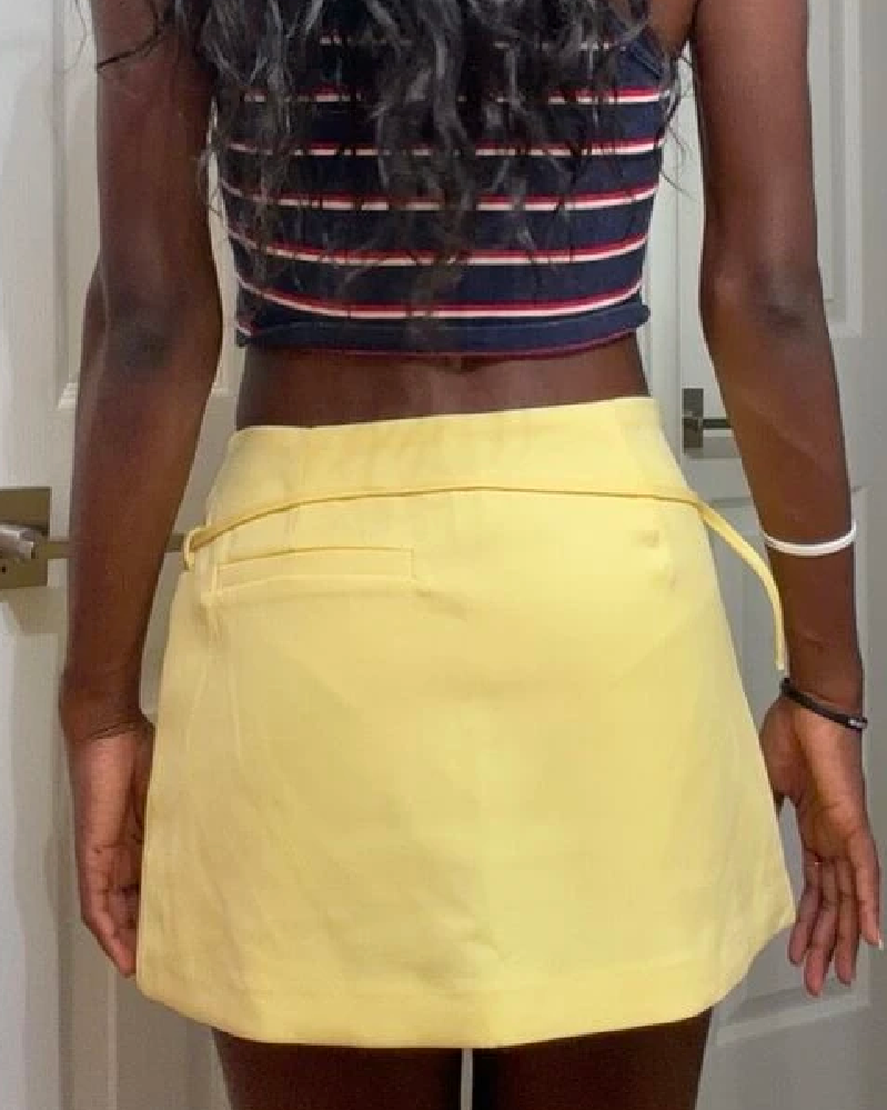 OLANE Casual Side Zip Mini Skort with Belt YellowXSShorts