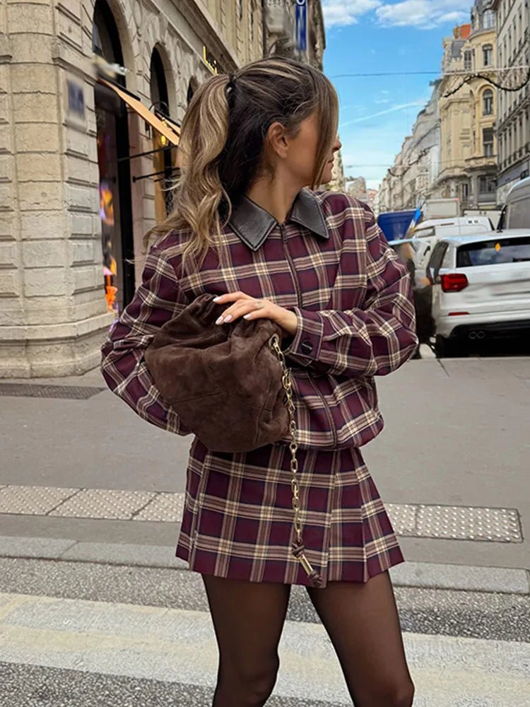 OLANE Check Bomber Jacket Skort Set Skort OnlyXSWomen's Sets