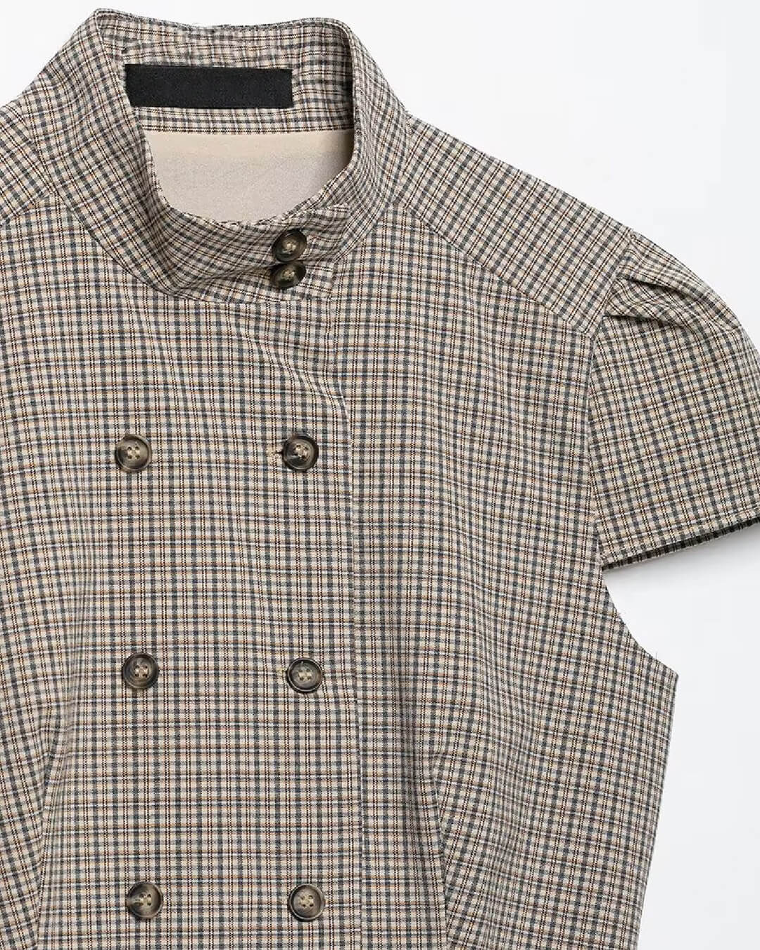 Klassische karierte Bluse mit zweireihiger Knopfleiste