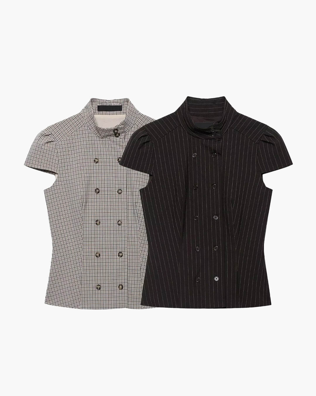 Klassische karierte Bluse mit zweireihiger Knopfleiste