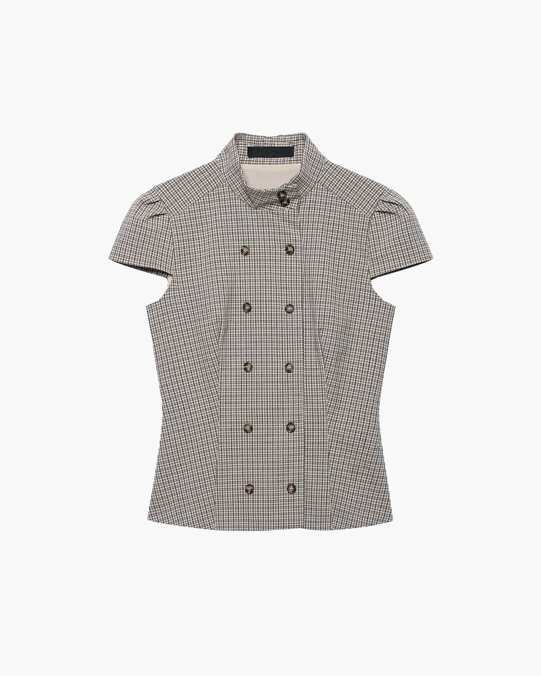 Klassische karierte Bluse mit zweireihiger Knopfleiste