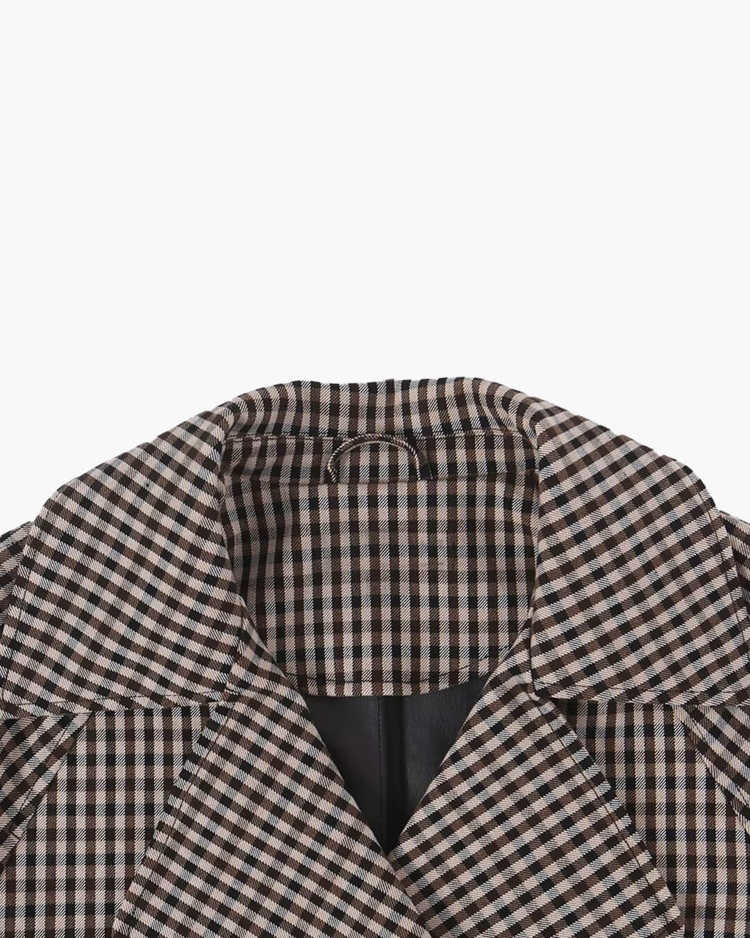 OLANE Classic Drawstring Gingham Short Trench BeigeSCoat