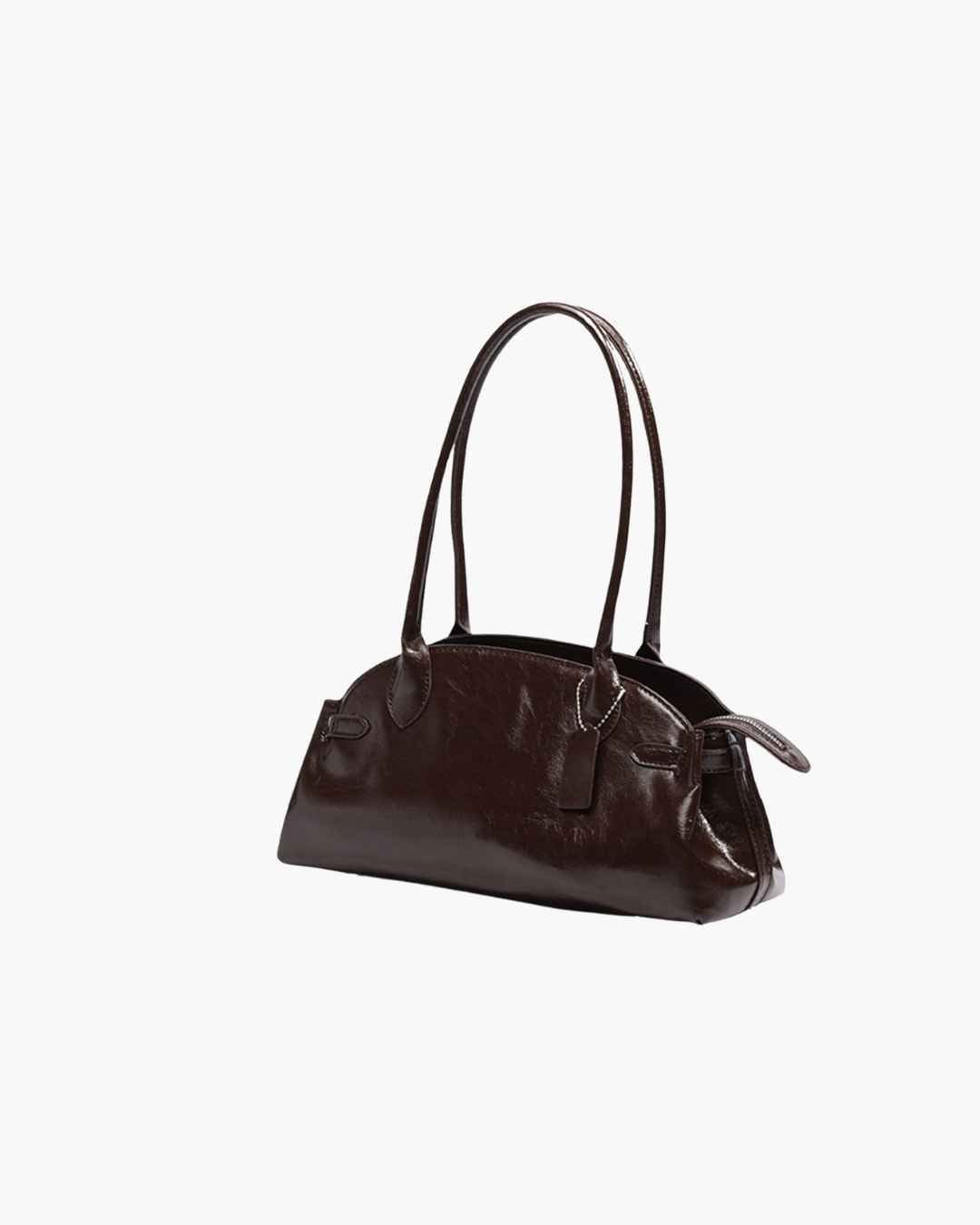 OLANE Classic Elongated Dual Handle Shoulder Bag BrownWomen's Handbags