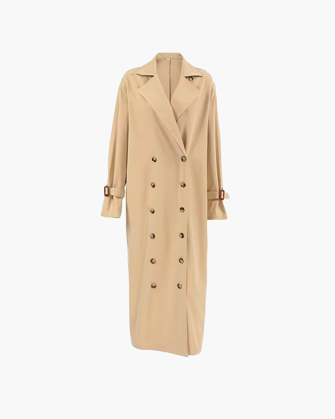 OLANE Classic Long Double Breasted Trench Coat BeigeMWomen's Coats & Jackets