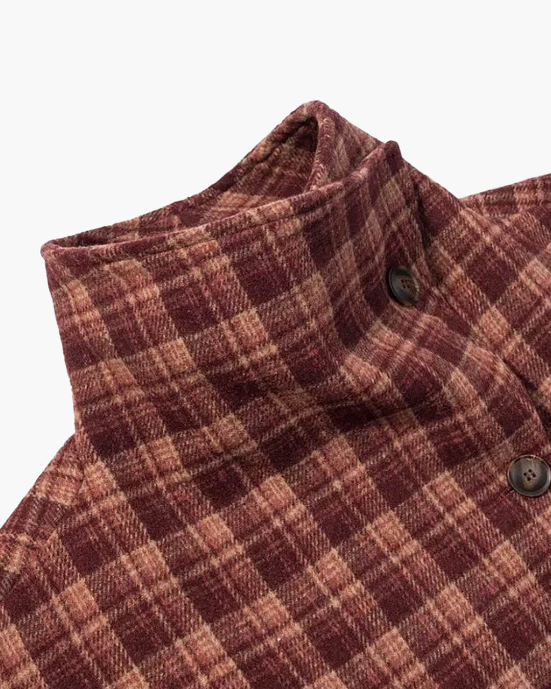 OLANE Classic Plaid Stand Collar Coat SWomen's Coats & Jackets