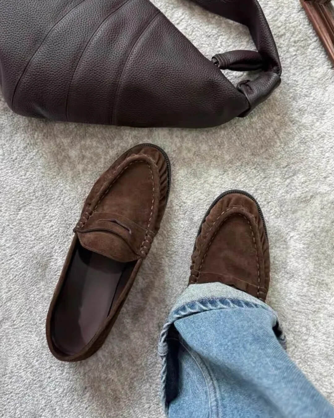OLANE Classic Vegan Leather Slip-On Loafers Brown36Shoes