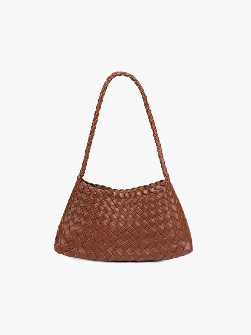 OLANE Classic Vegan Leather Woven Bag Small BrownSmallBag