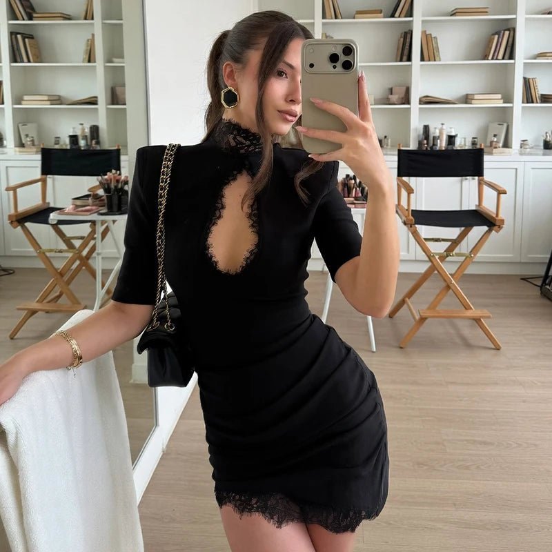 Cut-Out Lace Bodycon Mini Dress