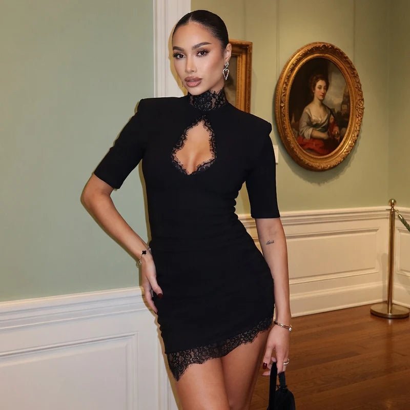 Cut-Out Lace Bodycon Mini Dress