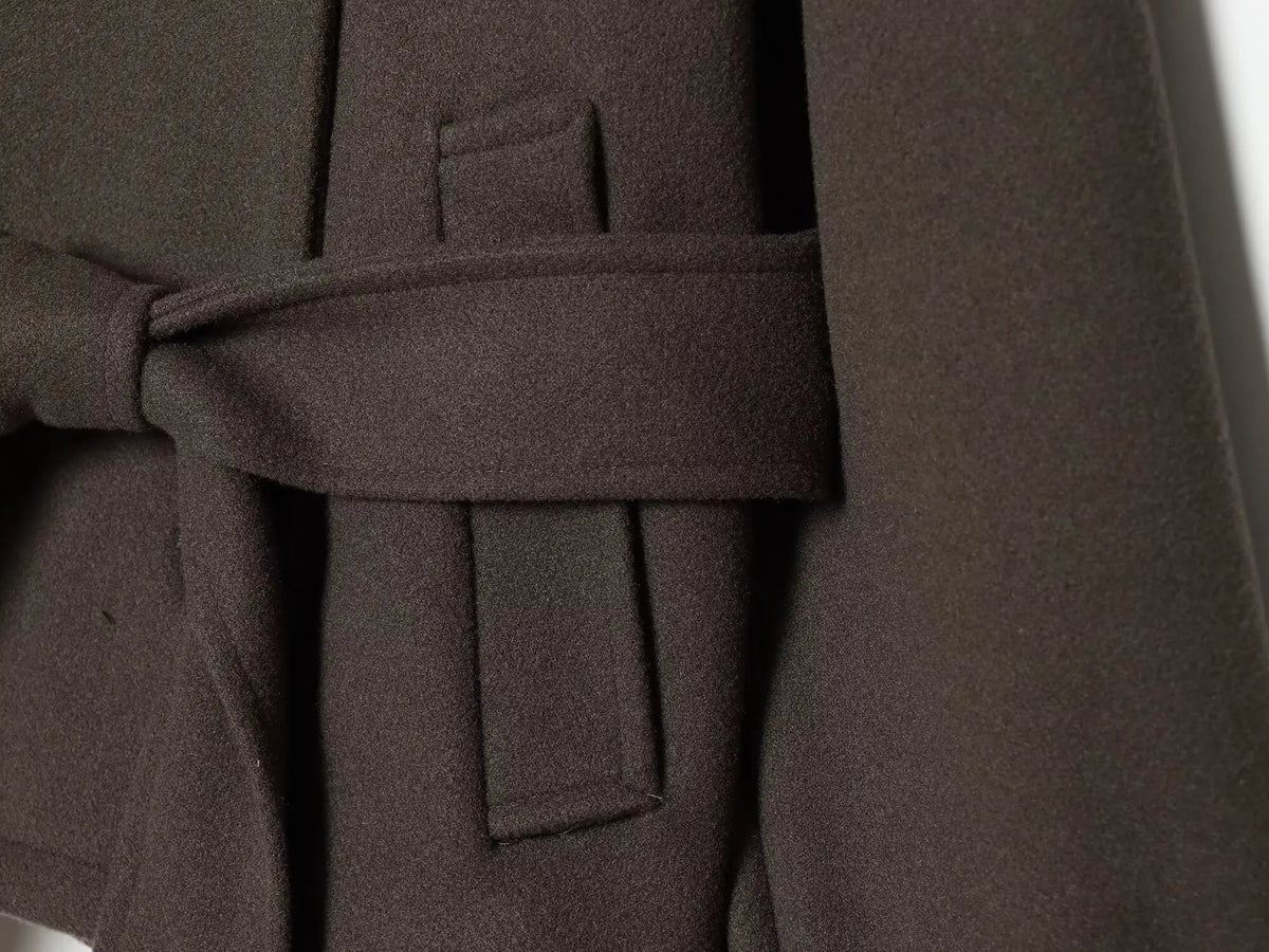 OLANE Double Breasted Belted Stand Collar Coat MWomen's Coats & Jackets