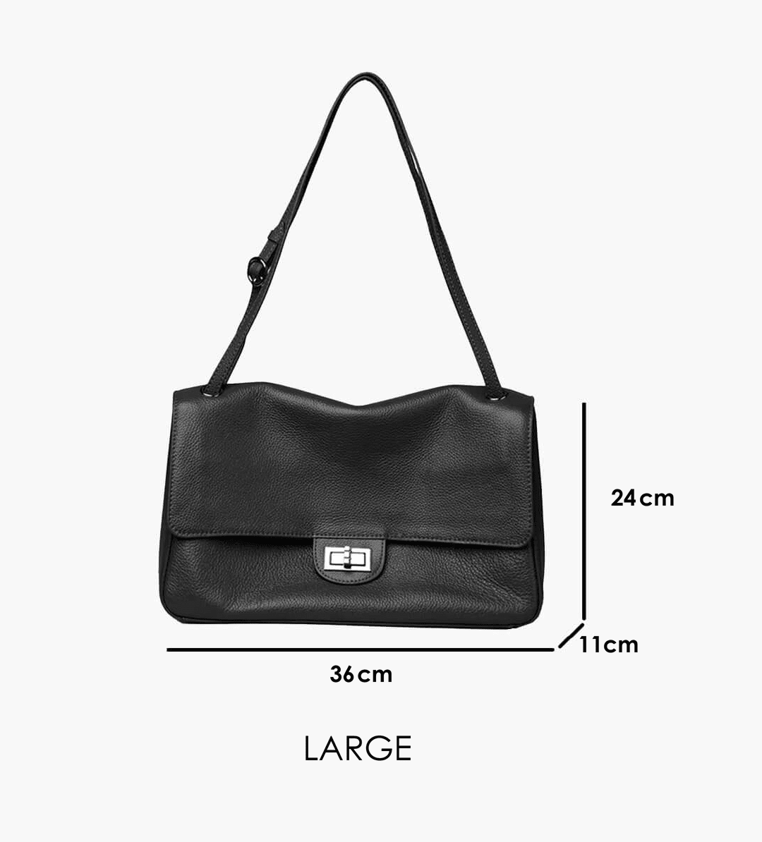 OLANE Elegant Crossbody Shopper Bag Small: 32x9x22cmBlackBag