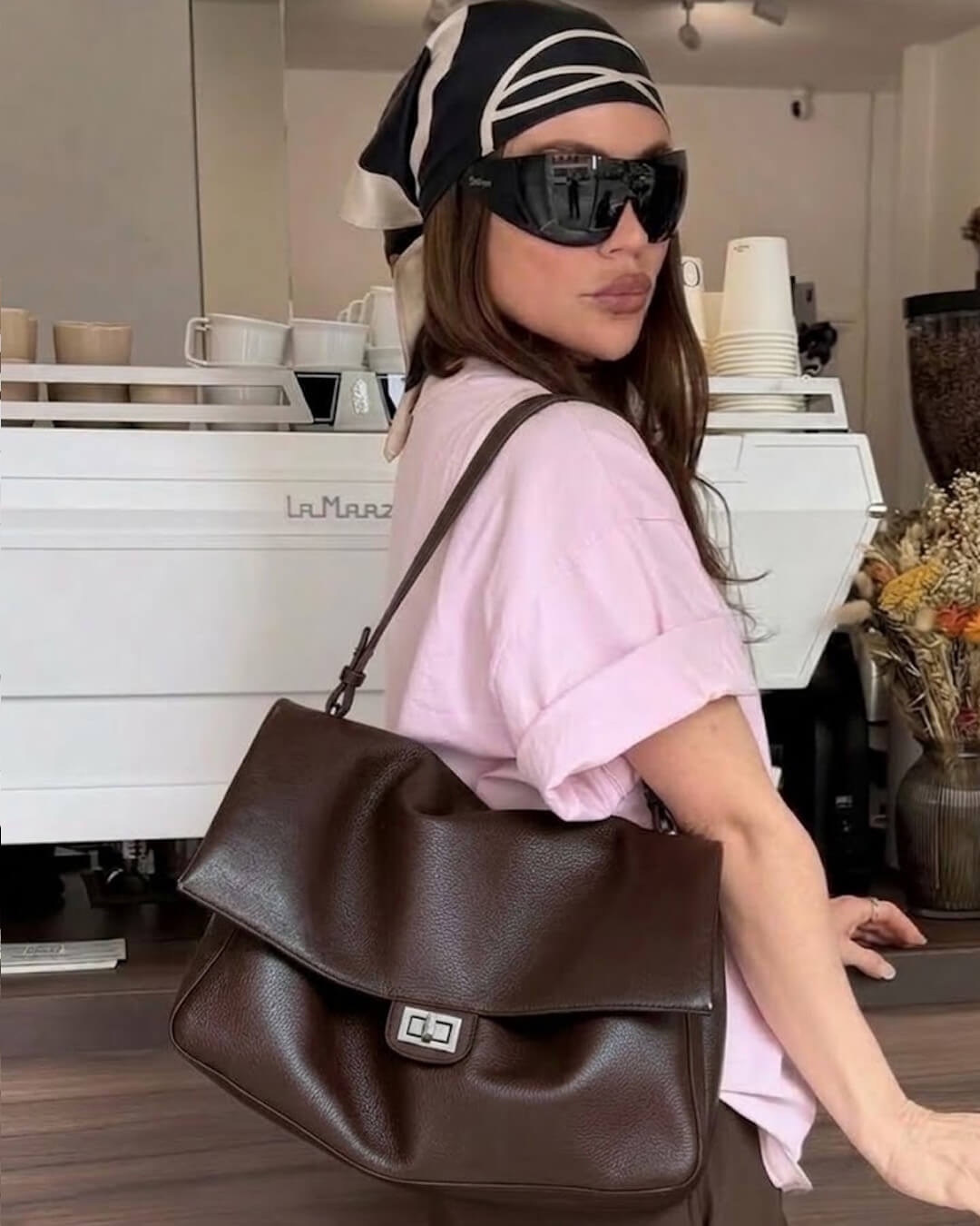 OLANE Elegant Crossbody Shopper Bag Small: 32x9x22cmBrownBag