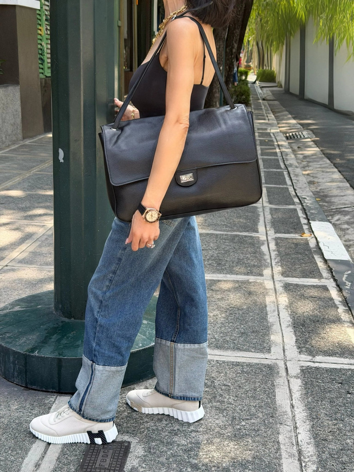 OLANE Elegant Crossbody Shopper Bag SmallBlackBag