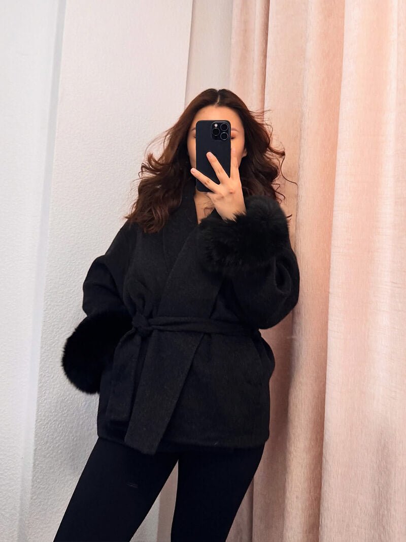 OLANE Esther Faux Fur Coat BlackSWomen's Coats & Jackets