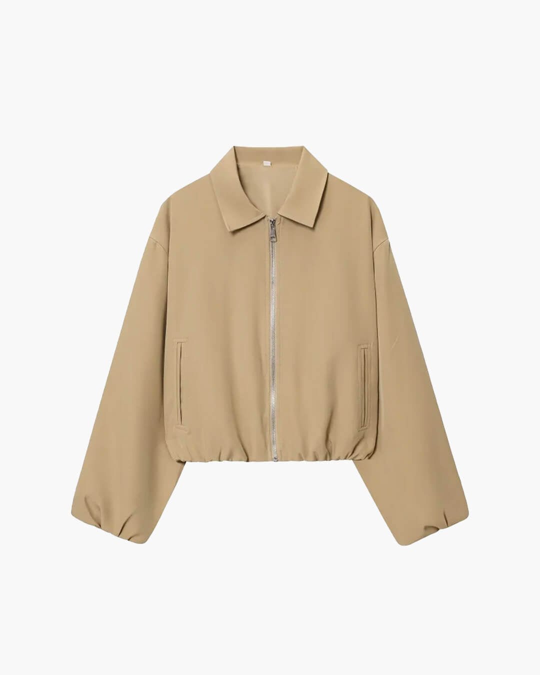 OLANE Front-Zip Puffer Bomber Jacket BeigeXSWomen's Coats & Jackets