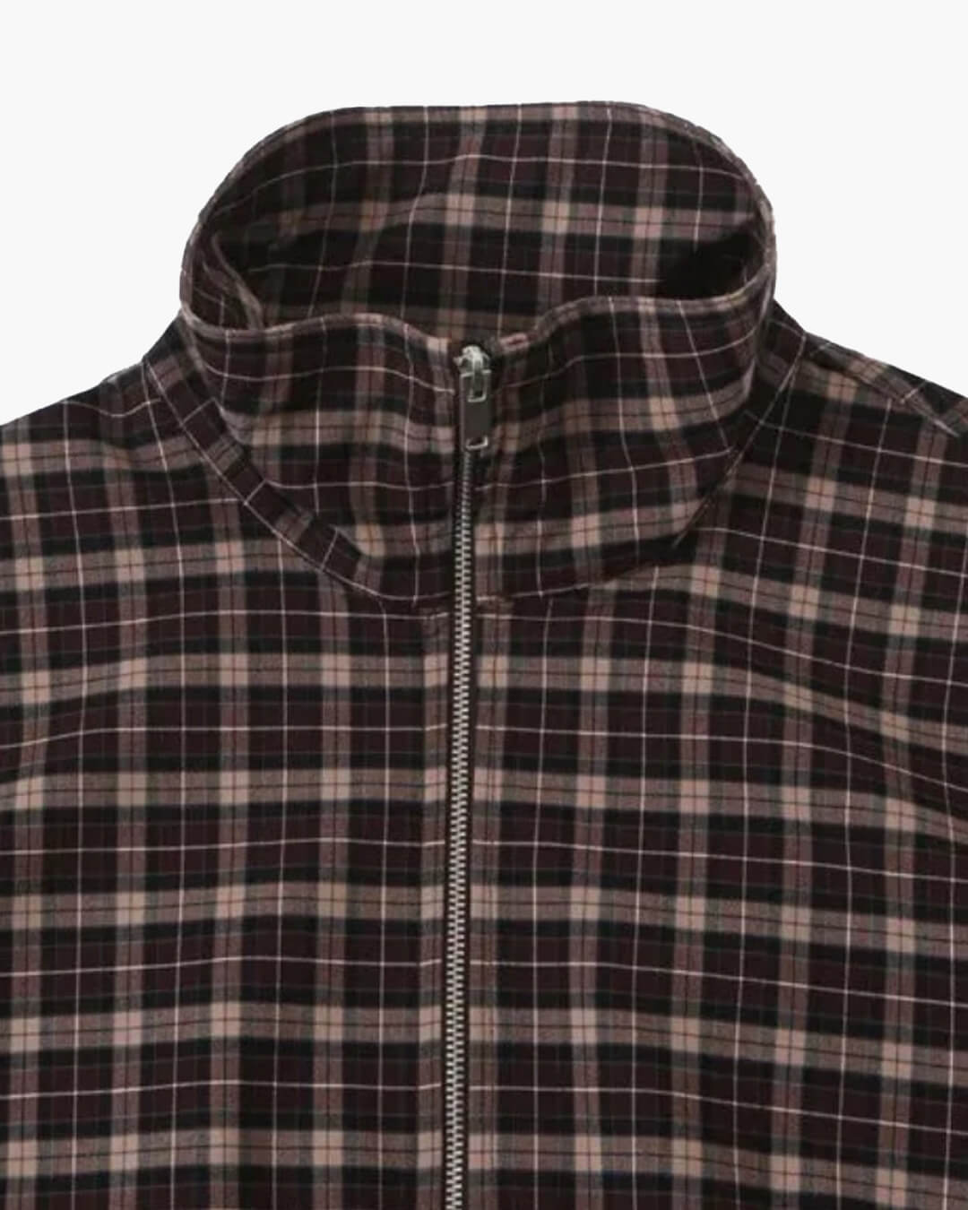 OLANE High Collar Checked Zip-Up Jacket MWomen's Coats & Jackets