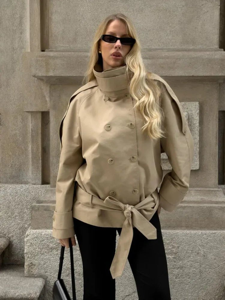 OLANE High Neck Utility Trench Jacket LWomen's Coats & Jackets