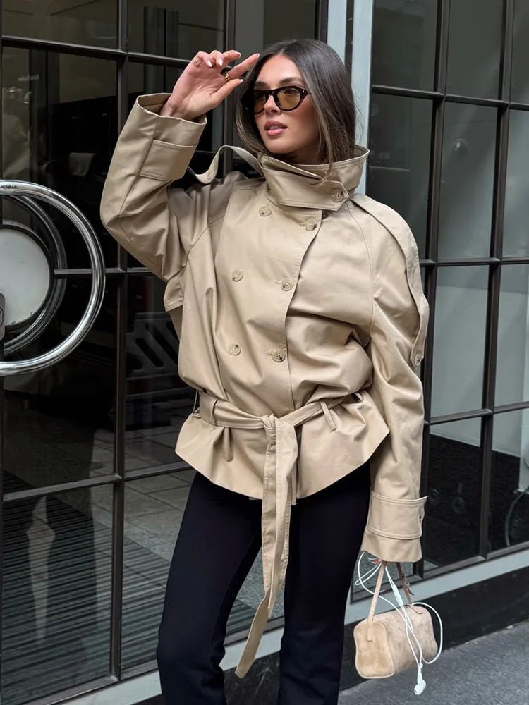 OLANE High Neck Utility Trench Jacket SWomen's Coats & Jackets