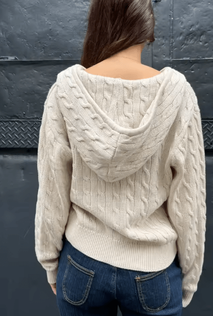OLANE High Neck Zip Up Knit Cardigan BeigeCardigan