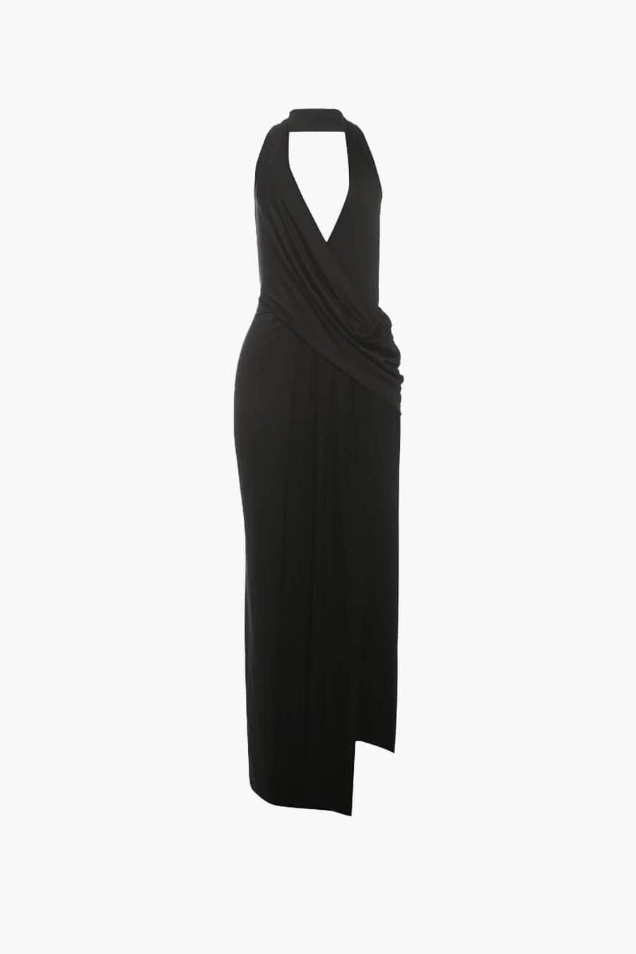 OLANE High Splits Halter Deep Neck Maxi Dress BlackSWomen's Dresses