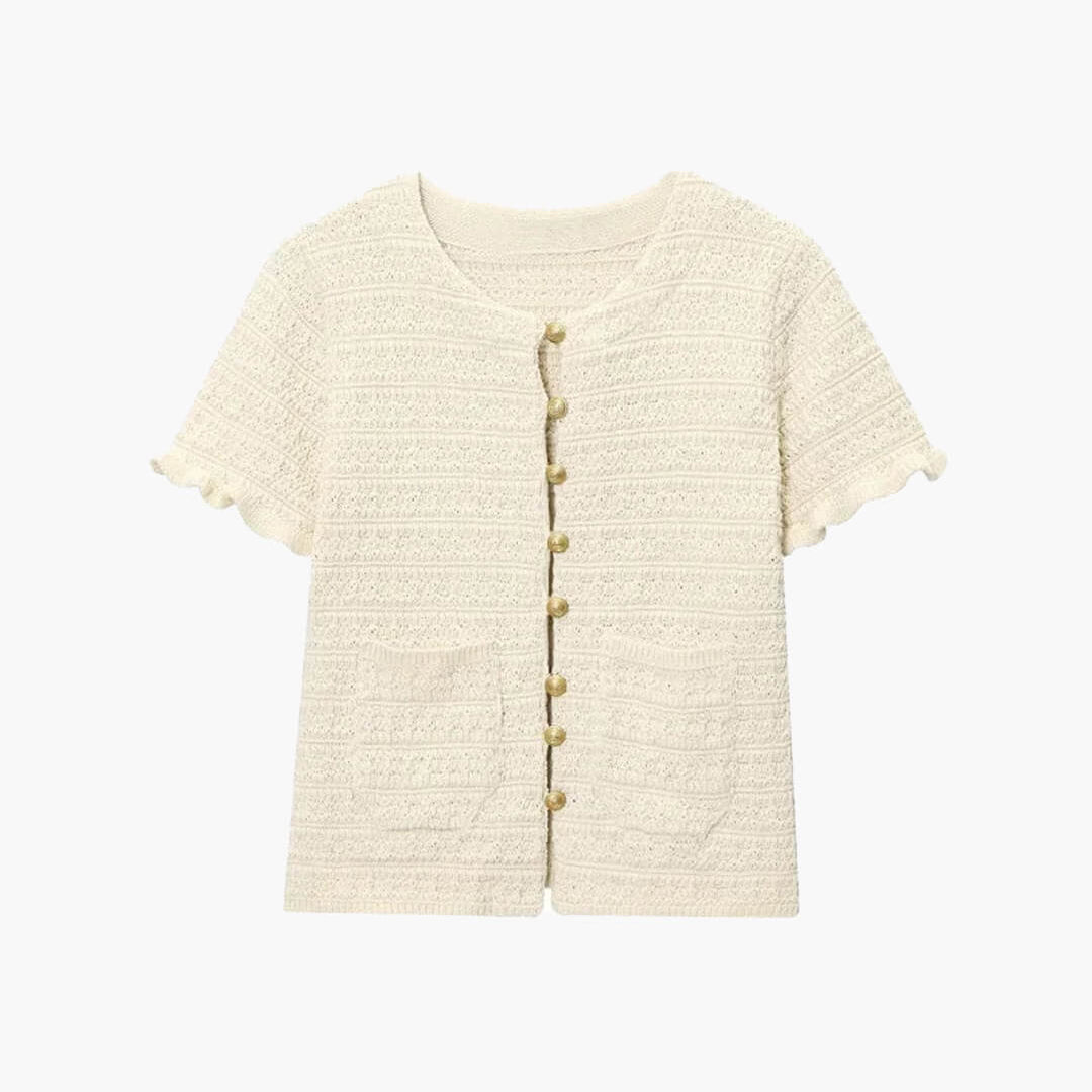 OLANE Julie Knitted Tank Pleated Skirt Set Beige TopSWomen's Sets