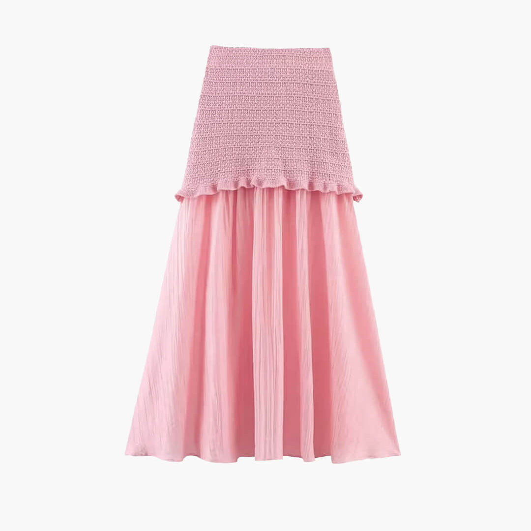 OLANE Julie Knitted Tank Pleated Skirt Set Pink SkirtSWomen's Sets