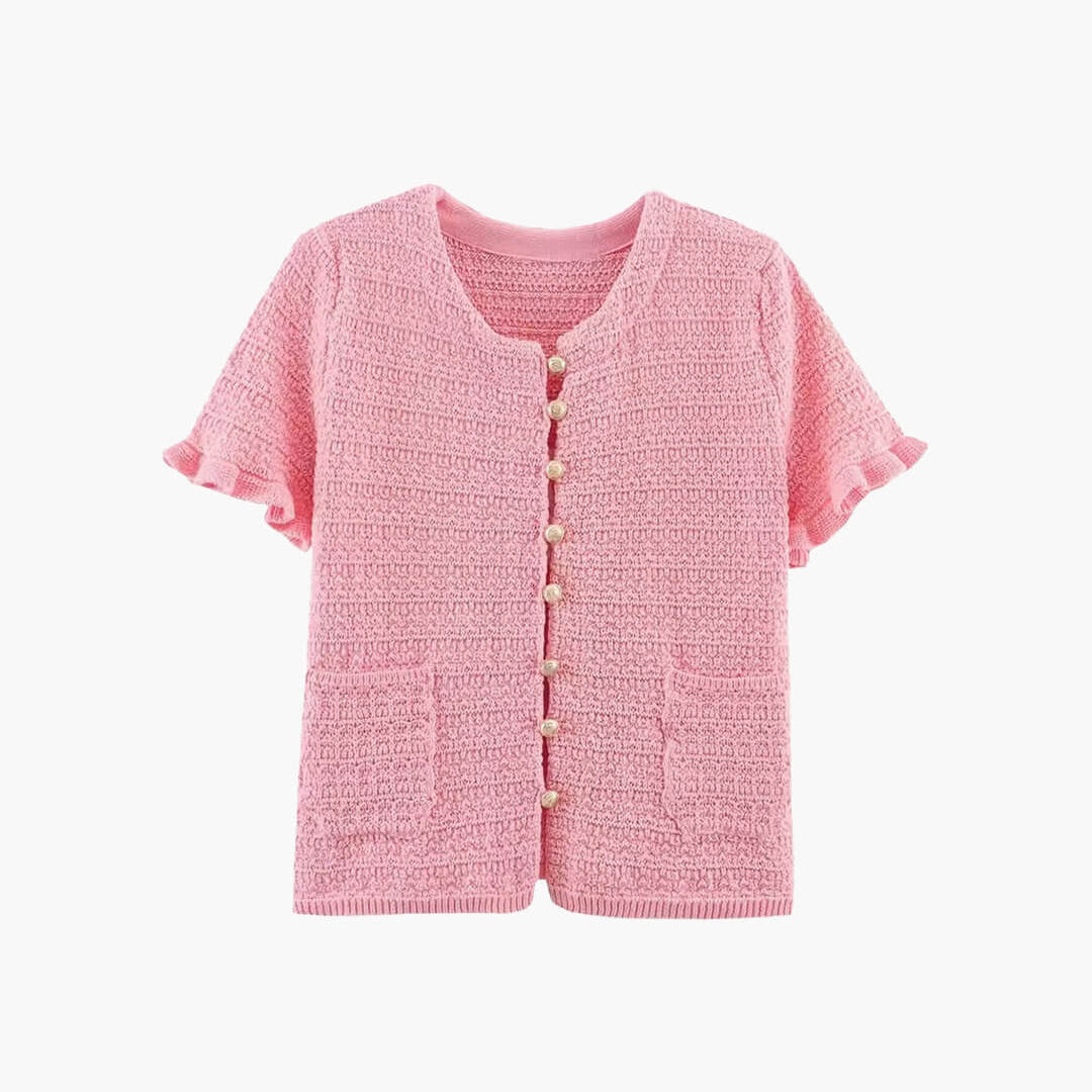 OLANE Julie Knitted Tank Pleated Skirt Set Pink TopSWomen's Sets