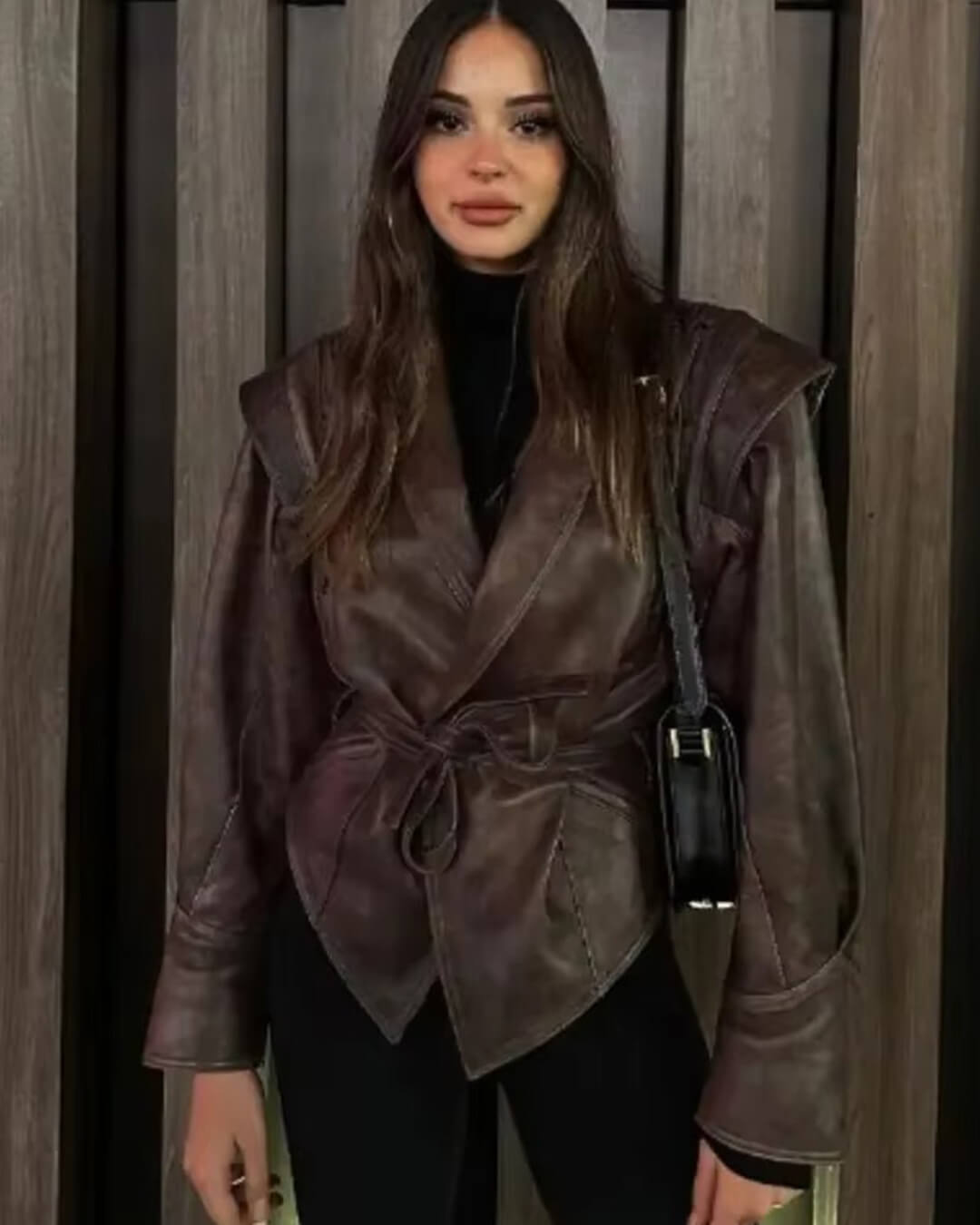 OLANE Kaye Leather Jacket BrownMJackets