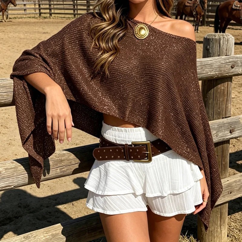 Evelyn – Schulterfreier Cape-Poncho