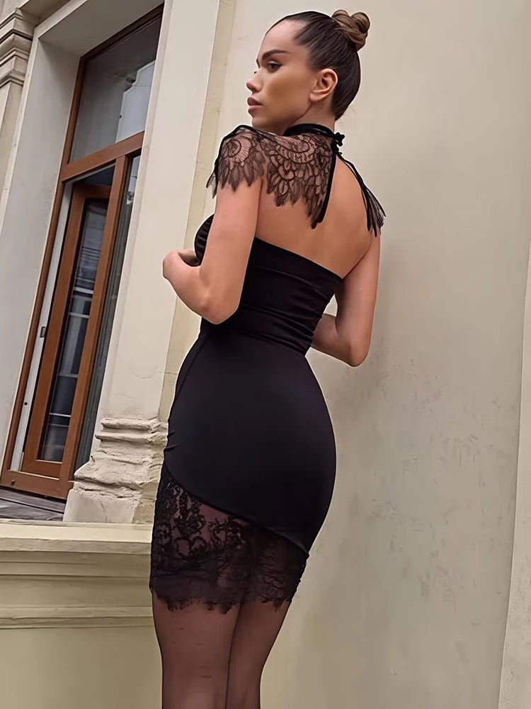 OLANE Lace Backless Bodycon Mini Dress BlackLWomen’s Dresses