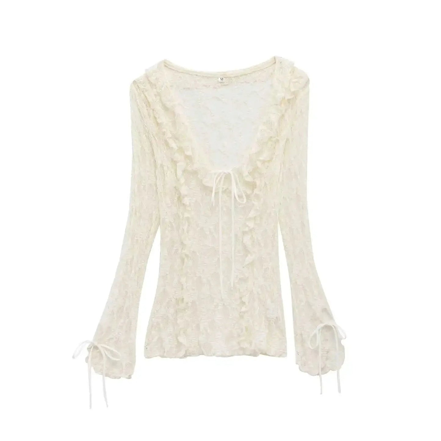 OLANE Layered Lace Collar V-Neck Top WhiteSWomen’s Tops