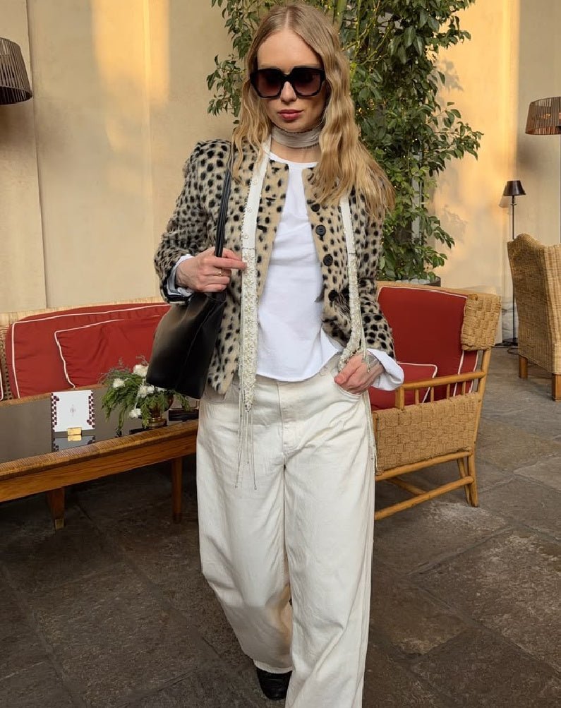 Leoparden-Kunstfell-Cropped-Jacke