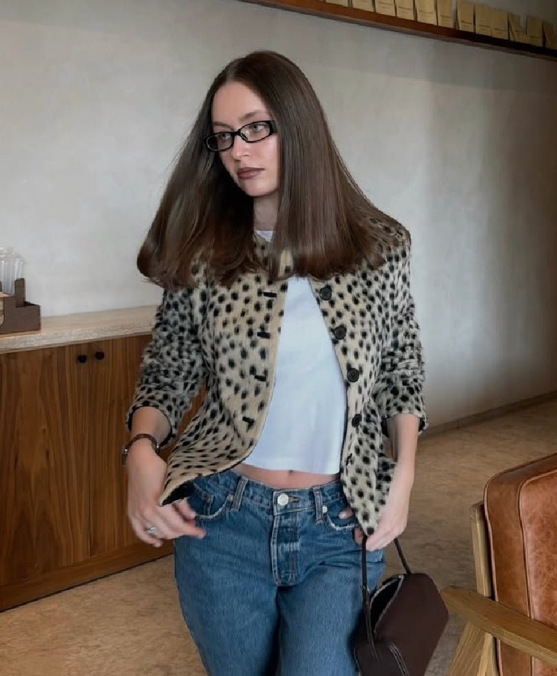 Leoparden-Kunstfell-Cropped-Jacke